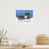 Vintager Polizeiwagen Frohe Weihnachtsmonogramm Na Poster (Küche)