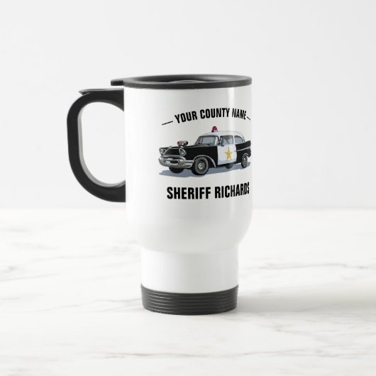 Vintager Polizeiwagen Individuelle Name Reisebecher (Links)