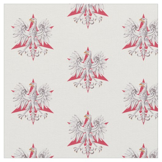 Vintager polnischer weißer Adler-Stern Chicagos Stoff (Nahaufnahme)