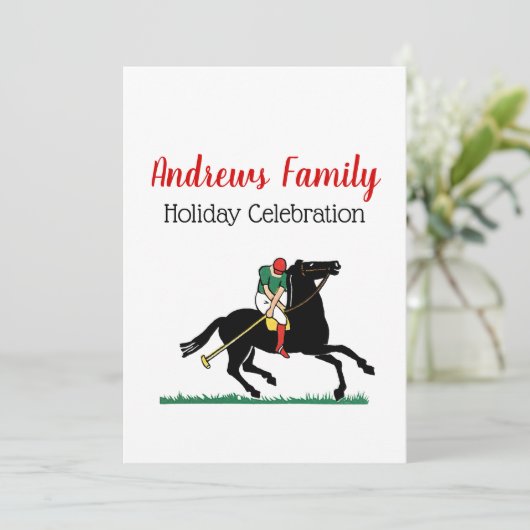 Vintager Polo Player auf Pony Einladung (Stehend Vorderseite)