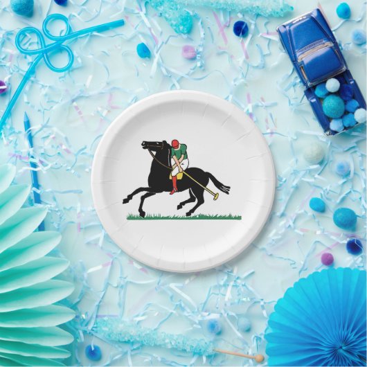 Vintager Polo Player auf Pony Pappteller (Party)