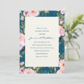 Vintager Polterabend Navy und Blush Einladung (Stehend Vorderseite)
