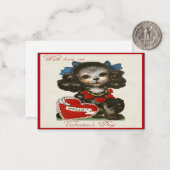 Vintager Poodle Hund am Valentinstag Mitteilungskarte (Vorderseite/Rückseite Beispiel)