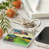 Vintager Pop Art American Flag Golf Schlüsselanhänger (Vorderseite rechts)