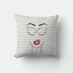 Vintager Pop Art Face Lips Glasses Dots Comic Girl Kissen