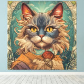 Vintager Pop Art Louis Wain Retro Style Leinwanddruck (Insitu (Holzboden))