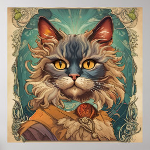 Vintager Pop Art Louis Wain Retro Style Poster