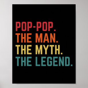Vintager Pop-Pop Man Myth Legend Daddy Grandpa Fat Poster