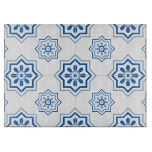 Vintager Portugiese Azulejo BLAUES Fliesen-Muster Schneidebrett