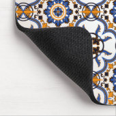Vintager Portugiese Azulejo blaues gelbes Muster Mousepad (Ecke)