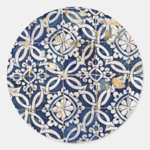 Vintager Portugiese Azulejo Runder Aufkleber