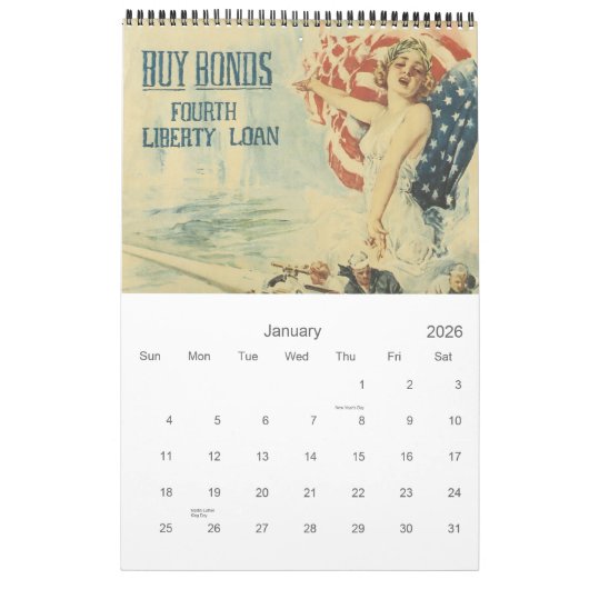 Vintager Poster-Kalender 2013 des Weltkriegs Kalender (Jan 2026)