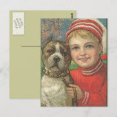 Vintager Postkartenjunge und Hund Postkarte (Vorne/Hinten)