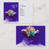 VINTAGER PRAM MIT BLUME BABY DUSCHE,Perlpapier Visitenkarte (Vorne/Hinten)