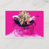 VINTAGER PRAM MIT BLUME BABY DUSCHE,Perlpapier Visitenkarte (Rückseite)