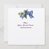 VINTAGER PRAM MIT BLUME BABY DUSCHMONOGRAM EINLADUNG (Rückseite)