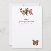 VINTAGER PRAM MIT BLUME, SCHALTFLÄCHEN BABY DUSCHE EINLADUNG (Rückseite)