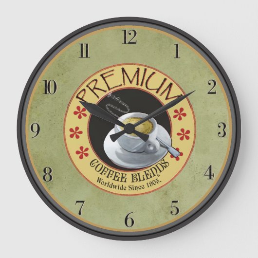 Vintager Premium-Kaffee - Küche Große Wanduhr (Vorderseite)