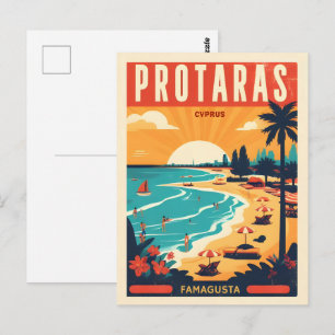 Vintager Protaras-Cyprus-Urlaub am Strand Postkarte