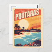 Vintager Protaras-Cyprus-Urlaub am Strand Postkarte (Vorne/Hinten)
