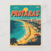 Vintager Protaras-Cyprus-Urlaub am Strand Postkarte (Vorderseite)