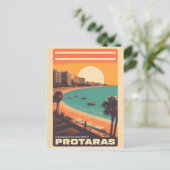Vintager Protaras-Cyprus-Urlaub am Strand Postkarte (Stehend Vorderseite)