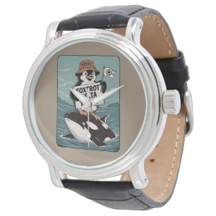 Vintager Protest gegen Penguin-Aktivismus Armbanduhr