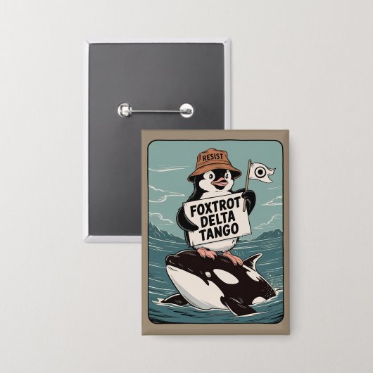 Vintager Protest gegen Penguin-Aktivismus Button (Vorderseite/Rückseite)