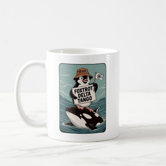 Vintager Protest gegen Penguin-Aktivismus Kaffeetasse (Links)
