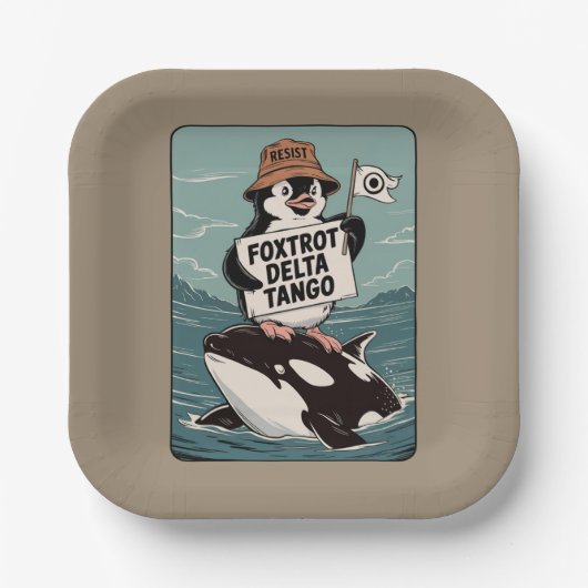 Vintager Protest gegen Penguin-Aktivismus Pappteller (Vorderseite)