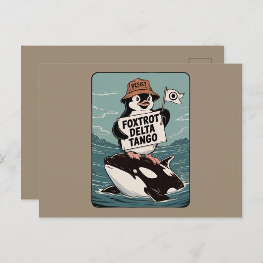 Vintager Protest gegen Penguin-Aktivismus Postkarte (Vorne/Hinten)