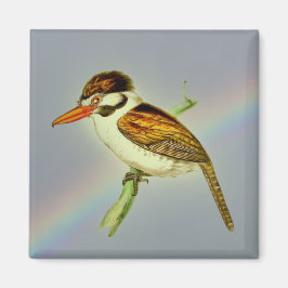 Vintager Puff Bird mit Rainbow Sky Magnet