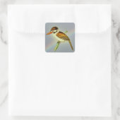 Vintager Puff Bird mit Rainbow Sky Quadratischer Aufkleber (Tasche)