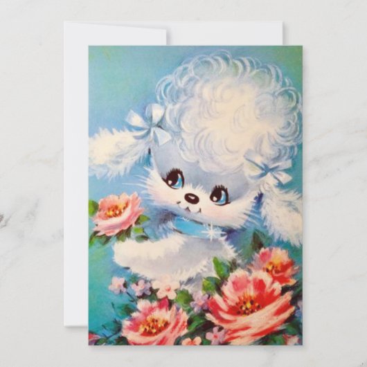 Vintager Puppenhund bei Blume Feiertagskarte (Vorderseite)