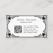 Vintager QR-Code: Elegantes Skript Visitenkarte (Rückseite)