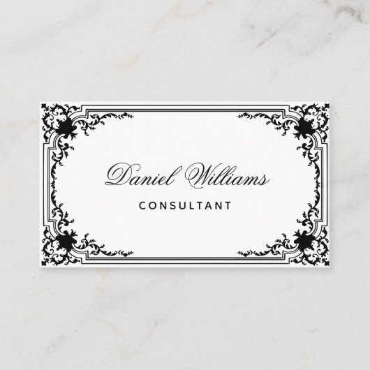 Vintager QR-Code: Elegantes Skript Visitenkarte (Vorderseite)