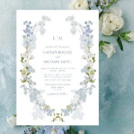 Vintager QR-Code Hochzeit des Blue Garden Monogram Einladung