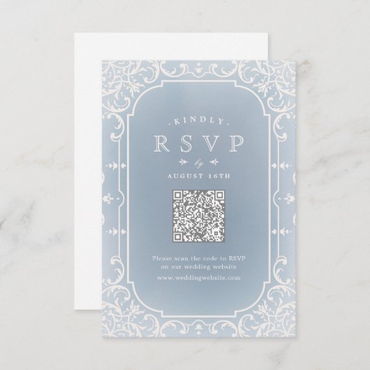 Vintager QR-Code RSVP Karte (Vorne/Hinten)