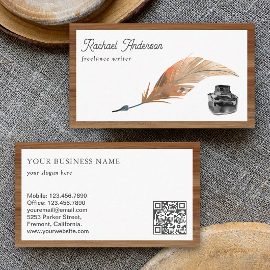 Vintager QR Code Writer für Inkwell Feather Quill  Visitenkarte