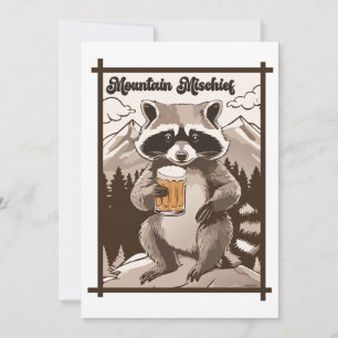 Vintager Raccoon Berg Mischief Außenbezirke Einladung