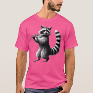 Vintager Raccoon Playing Flute Flutist Flute Playe T-Shirt
