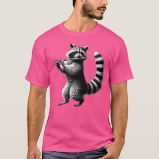 Vintager Raccoon Playing Flute Flutist Flute Playe T-Shirt