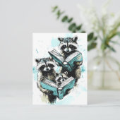 Vintager Raccoon Readers Club Feiertagspostkarte (Stehend Vorderseite)