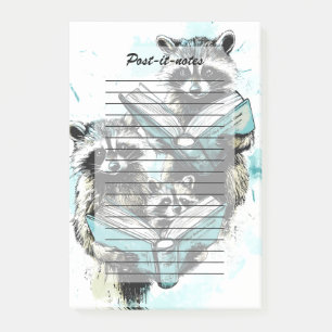 Vintager Raccoon Readers Club Post-it Klebezettel