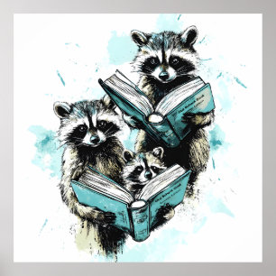 Vintager Raccoon Readers Club Poster