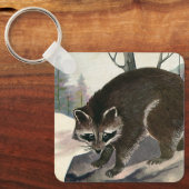 Vintager Raccoon, Wildtiere Schlüsselanhänger (Vorderseite)
