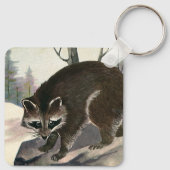 Vintager Raccoon, Wildtiere Schlüsselanhänger (Rückseite)
