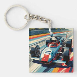 Vintager Racing Car T - Shirt Classic Motorsport Schlüsselanhänger