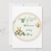 Vintager Rad & Teddy Pride Kinderdusche Einladung (Rückseite)