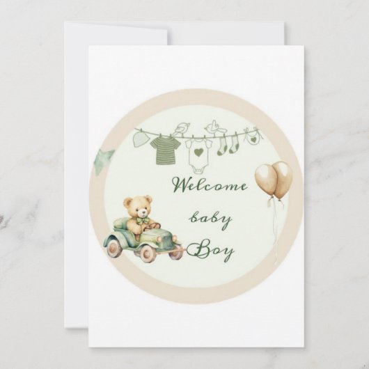 Vintager Rad & Teddy Pride Kinderdusche Einladung (Rückseite)